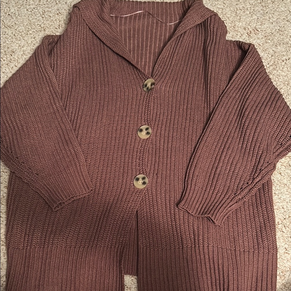 Cozy Brown Knit Cardigan with Button Closure